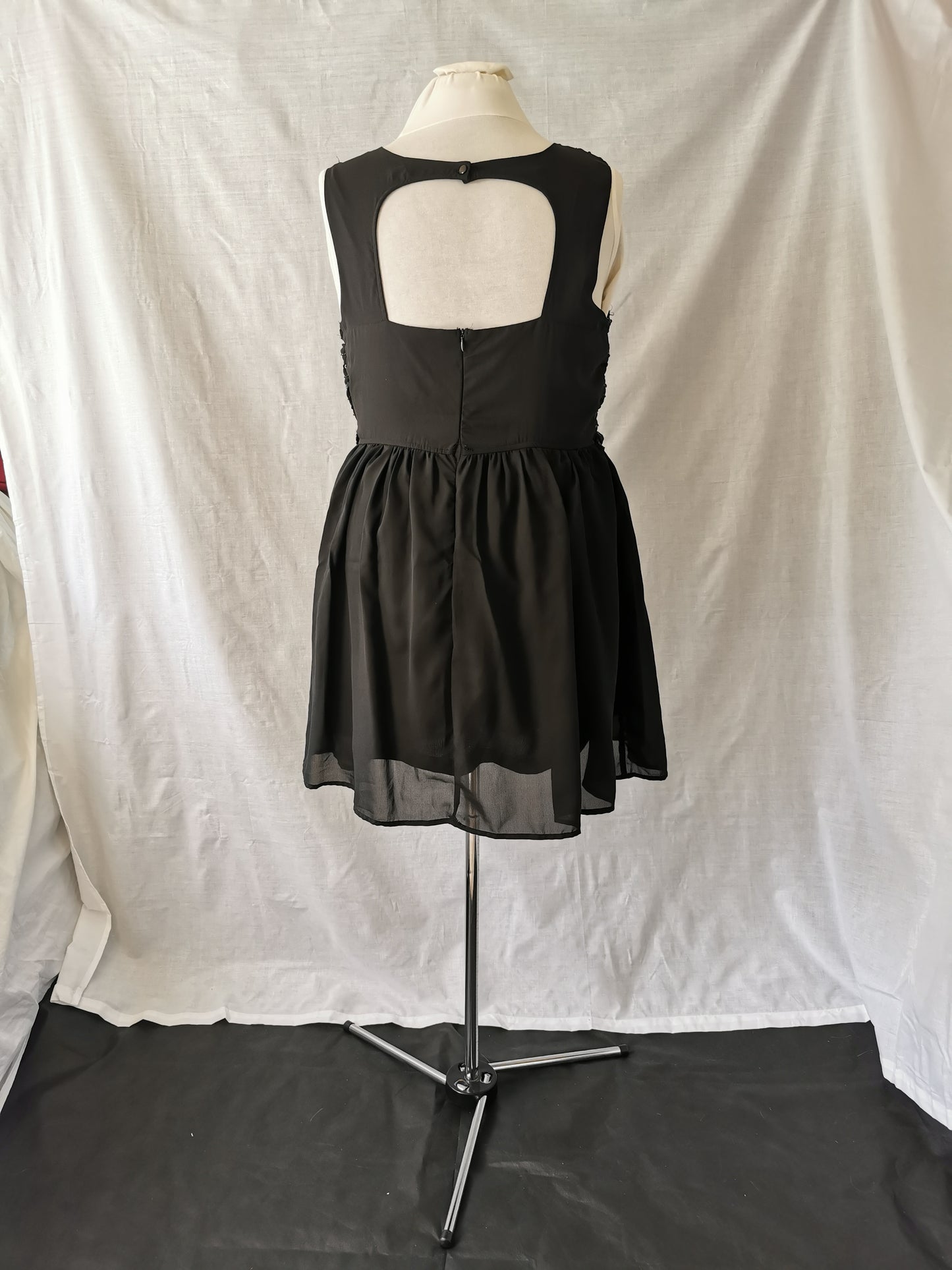 Smart Casual Black Dress with Sequence Bodice