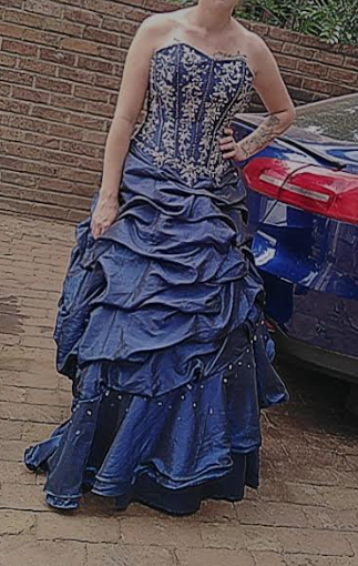 Navy Gown with Beaded Corset