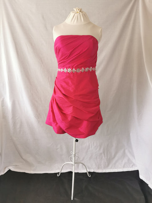 Pink Cocktail Dress with Sparkle Waist Detail