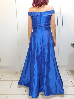Royal Blue Capped Sleeve Ball Gown